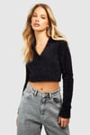 Polo Collar Fluffy Knit Jumper