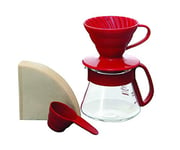 Hario 1-Piece Ceramic Color Coffee Dripper and Pot, Red Size 01