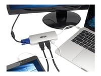 Eaton Tripp Lite Series Usb C Docking Station W/ Usb-A Hub, 2X Hdmi, Vga, Pd Charging 1080P @ 60 Hz, Silver Usb Type C, Usb-C, Usb Type-C Thunderbolt 3 Compatible - Dockningsstation - Usb-C 3.1 / Thunderbolt 3 - Vga, 2 X Hdmi