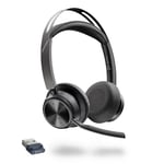 Micro casque sans fil Bluetooth Voyager Focus 2 avec réducteur de bruit ANC pour PC Gris et noir