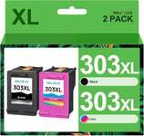 303 XL Remanufacturées Cartouches d'encre Remplacement pour HP 303 303XL 303 XL pour HP Envy Photo 6220 6230 7134 7830 6234 6232 7130(Noir Tri-Colore,2-Pack)(Q449)