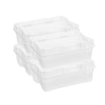 Keter Lot de 4 boîtes de rangement en plastique avec couvercle Jumbo Box M, transparentes, idéales pour les vêtements et comme rangement, adaptées aux armoires et garages, 35 L, 58 x 39 x 21 H cm