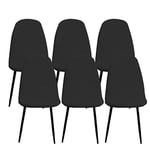 Jaotto Housse de Chaise Scandinave Lot de 6, Housse de Chaise de Salle à Manger Scandinaves Extensible,Jacquard Diagonal Couverture de Chaise Élastique Universel pour Décoration de Maison,Noir