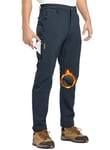 donhobo Men's Waterproof Walking Trousers,Men's Fleece Lined Drawstring Adjustable Ankle Opening Truser,Winter Warm Work Pants with Zipper Pockets Grey 36