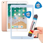 KIT Vitre Tactile iPad 6 - 2018 A1954 Blanc Écran Verre PREMIUM Adhésif Assemblé