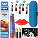 Oral-B Advance Cars batteridriven tandborste + 4 nya Oral-B EB10 Cars huvuden + blått fodral