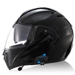 Bluetooth Casques Moto intégrés,Anti-Glare Full Face Modulable Double visières modulaire vélo Casques Motorcross Intercom Casque ECE Homologué G,XL