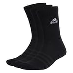 adidas Unisex Cushioned Crew Socks 3 Pairs, Black / White, 11 - 12.5