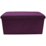 Mobili Rebecca - Pouf Repose-Pieds Rangement Violet Coton 38x76x38