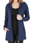 Tuopuda Sweat-Shirt Femme Sweat à Capuche Zippé Épais Hoodie Sport Hiver Manche Longue Manteau Grande Taille Coupe-Vent Gilet Long Automne avec Poches Zip Up Sweatshirts, Marine, XL