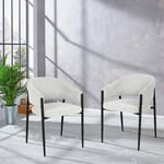 Set of 2 Indus Valley Herbie Curved Back Boucle Dining Chairs