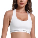 INNERSY White Ladies Bras Non Wired Everyday Bra for Women Comfy Bralettes Crop Top Teen Girls (L, White)