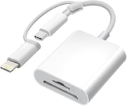 Lecteur De Carte Sd Certifié Apple Mfi Pour Iphone, Adaptateur Usb-C Et Lightning Vers Carte Sd Et Tf Pour Iphone 15/14/13/12/11/Xs/Xr/X/8 7 6 5, Macbook Pro M1 Air, Ipad Pro/Air, Imac, Galaxy S24/S2