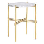 Gubi - TS Soffbord Ø 40 H. 51, Top: Bianco Carrara Marble, Base: Brass - Sofabord - GamFratesi - Hvit - Metall/Stein