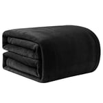 Good Nite Fleece Blanket Fluffy Throw Blankets 130x150cm Flannel Warm Soft Throw For Sofa Couch Bedspread (Black, Single)