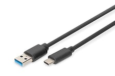 DIGITUS Câble de Connexion USB 3.2 Gen1-1.0 m - USB A (mâle) à USB C (mâle) - 5 Gbit/s - câble de Connexion - sous Blister - Noir