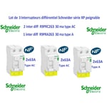 Lot de 3 Interrupteurs différentiel xp 2 ( 2P 63A 30ma type ac ) - 1 ( 2P 63A 30ma type a ) Schneider