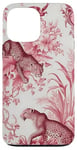 iPhone 13 Pro Max French Pink Toile Chinoiserie with Flowers, Leopards Case