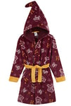 Harry Potter Robe De Chambre Polaire Enfant - Peignoir Pilou Gryffondor avec Capuche de Magicien - Taille Unisexe Garcon Ou Fille 7-14 Ans (Bordeaux, 9-10 ans)