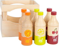 small foot Caisse à bouteilles "fresh" en bois, 6 bouteilles de 3 sortes, accessoires pour la boutique, dès 3 ans, 11739, Vert