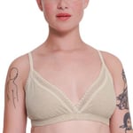 Sloggi BH GO Ribbed Lace Bralette Elfenben bomull X-Large Dam