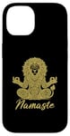 Coque pour iPhone 14 Namaste Lion avec mandala amusant pour le yoga et la méditation