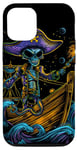 Coque pour iPhone 14 Pro Aventure de pirate extraterrestre, capitaine des pirates de