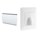 CARRERA Radiateur à inertie Double Coeur Fonte Cisco lcd 1500W, Blanc & Plaque sortie de câble 16A Blanc - Artezo