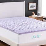 LUCID Surmatelas en Mousse à mémoire de Forme Lavande 5 Zones 5 cm pour très Grand lit