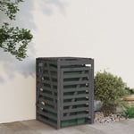 Cache-poubelle de jardin, Abri pour poubelle sur roulettes gris bois massif de pin, ASAF68906 Maisonchic