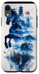 iPhone XR Horse Chinese Landscape Blue Case