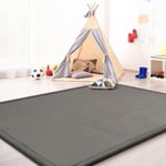 Tapis De Jeu en Mousse Tapis Chambre Enfant Soft Antidérapant Unis, Couleur: Gris, Dimension:100x200 cm