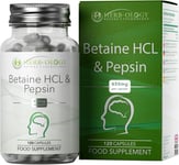 HB Betaine HCL with Pepsin Capsules | 120 High Strength Betaine Hydrochloride wi