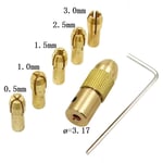 3.17mm Mandrins de Mini perceuse en laiton Dremel, pince en laiton pour moteur électrique, outils de foret d'arbre, forets métalliques, adaptateur de mandrin 7 pièces/ensemble 2.35-5.05mm ""Nipseyteko