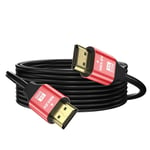 4K Cable Hdmi 5M,Cable Hdmi 2.0 Haute Vitesse 4K@60Hz 2K@120Hz,Connecteur Plaque Or 3D Arc Hdcp 2.2 Et 2.3 Pour Hdtv/Blu Ray Lecture/Projecteurs/Ordinateurs Portables /Ps4/Ps5(Rouge)