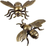 Galaxy 2 st Guld Bi Figurer Mässing Djur Insekter Figurer Staty Feng Shui Skulptur Insektsleksaker