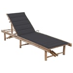 Prolenta Premium - Chaise Longue De Jardin Avec Coussin Bambou