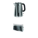 Russell Hobbs Set Petit Déjeuner Bouilloire et Grille Pain Toaster Baguette Luna Gris - 23211-70 et 23251-56