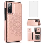 Asuwish Phone Case for Samsung Galaxy S20 FE Gaxaly S 20 FE 5G UW 6.5 inch with Screen Protector and Wallet Cover Card Holder Stand Cell Glaxay S20FE5G S20FE 20S Fan Edition 4G G5 Women Men Rose Gold