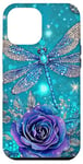 Coque pour iPhone 15 Plus Jolie rose turquoise et libellule avec étoiles libellules