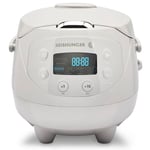 Reishunger Digital Mini Rice Cooker & Rice Steamer (0.6 litres for 3 people) - Grey - Keep Warm Function & Timer - Premium Inner Pot - Small Multi Cooker with 8 Programmes & 7-Phase Technology