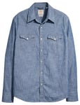 Levi's Men's Barstow Western Standard Woven shirts, Grant Mid Blue Chambray, XL