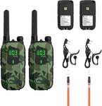 PR-T3 Talkie Walkie, Rechargeable Takie-Walkie Longue Portée, 16 Canaux avec VOX, Lampe Torche, Casque, Chargement USB pour Camping, randonnée, 2 Packs