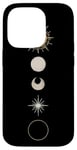 iPhone 14 Pro Minimalist Celestial Art Golden, Sun Full Moon Case