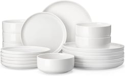 18Pcs White Dinner Set for 6 - Chip Resistant Porcelain, Dishwasher & Microwave