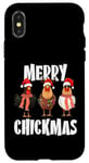 Coque pour iPhone X/XS Merry Chickmas Chapeau de Père Noël lumineux Motif poule