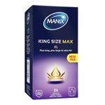 MANIX King Size Max: Boite de 24 préservatifs pour Homme / Préservatifs Fins et Lisses, Forme Droite, Lubrifiés et avec Réservoir / Largeur nominale 56mm / Maximum de Confort