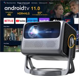 Projecteur 4K True Android TV 11.0 avec Netflix, Projecteur Video avec 90° Gimbal, Dolby Audio, 600 ANSI HDR10&HLG, Videoprojecteur avec WiFi 5&Bluetooth 5.3, Portatif Projecteur Nova C40