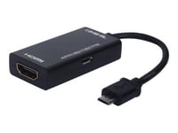 Savio Cl-32 - Adapter För Video / Ljud - 5 Pin Micro-Usb (Mhl) Hane Till Hdmi, Mikro-Usb Typ B (Endast Ström) Hona