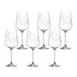 LEONARDO Boccio Lot de 6 verres à vin blanc en cristal pour vins blancs puissants avec gravure florale Capacité 580 ml Passe au lave-vaisselle Lot de 6 verres à vin blanc avec coupe large